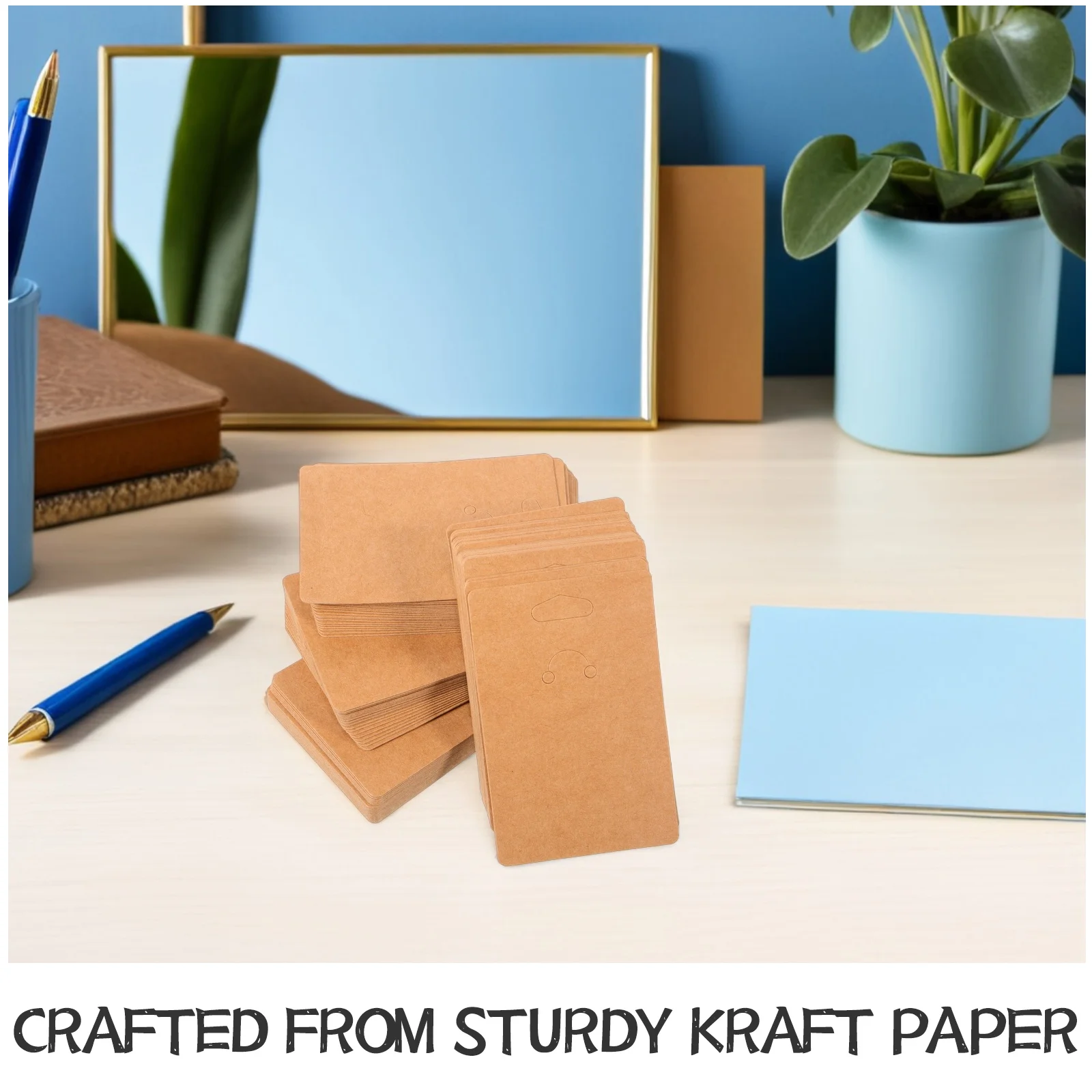 100Pcs Keychain Holder Paper Rustic Brown Kraft Paper Jewelry Cards for Selling with Bags Keychain Display Card Small Business