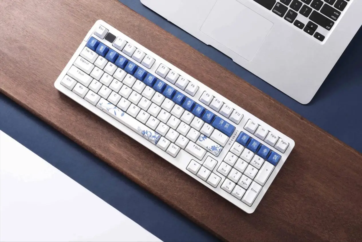 DAREU A98 Blue White Porcelain Wireless Bluetooth Keyboard 97 Keys 3 Mode Hot-swap RGB Backlight Mechanical Gaming Keyboard