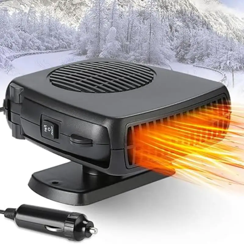 Portable Car Heater - 2-in-1 Fast Heating & Cooling Electric Fan, 12V/24V Auto Defroster and Demister with Adjustable Temperatur