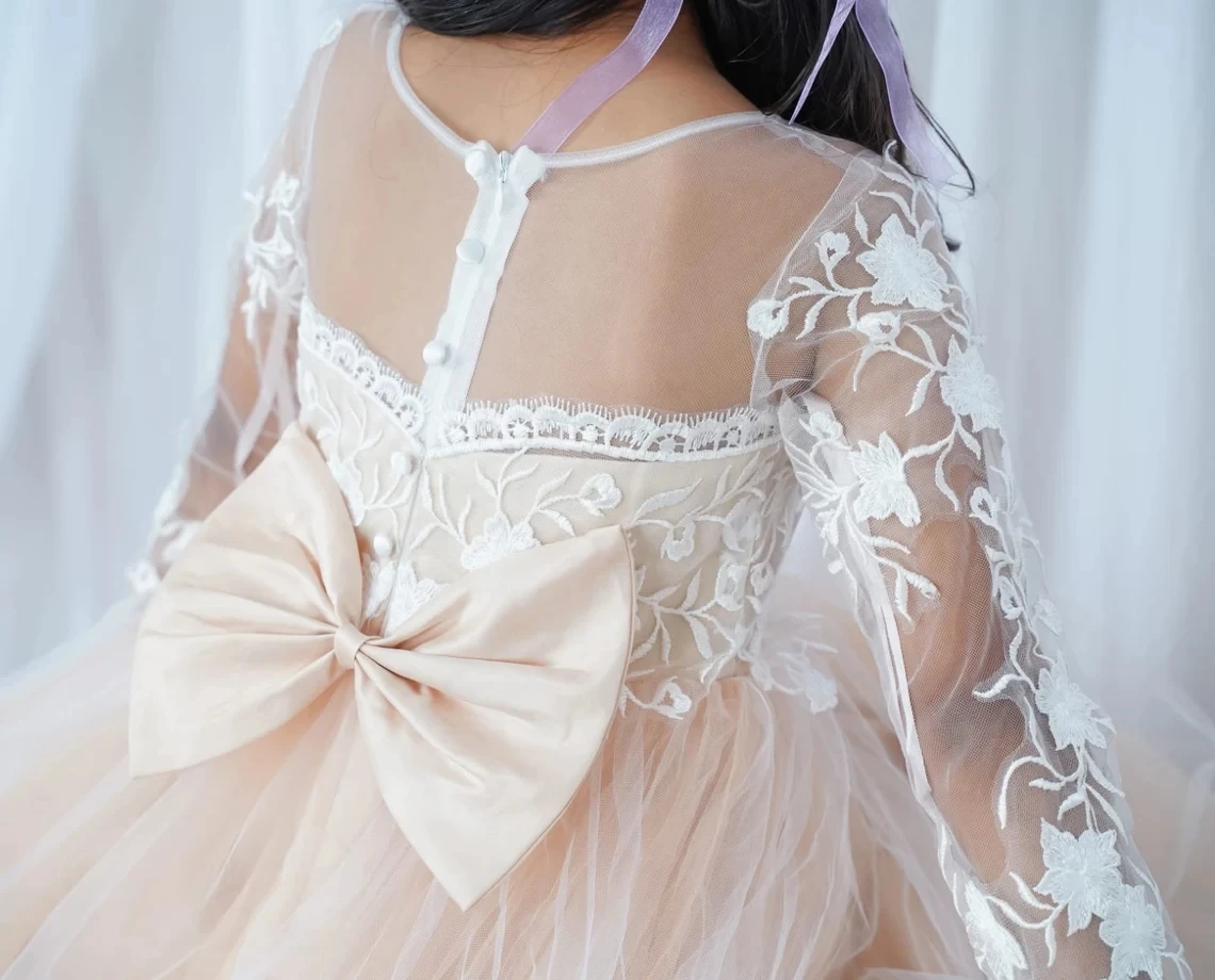 FATAPAESE-Robe de Princesse Vintage en Tulle pour Fille, Tenue de Soirée et de Mariage pour Enfant