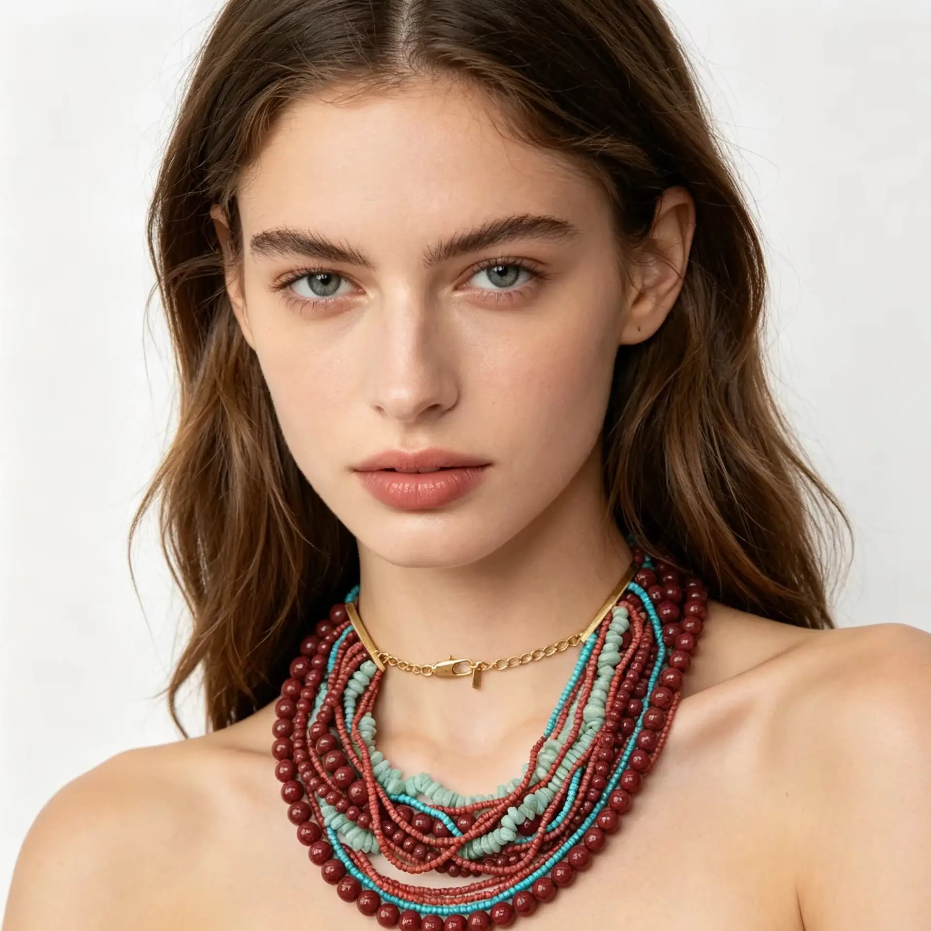 Vedawas Stone Bead Multilayer Necklace,Bohemian Handmade Banquet Party Women Accessories,Gifts for Lover and Friends