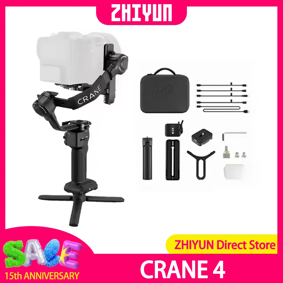 ZHIYUN Crane 4 3-axis Handheld Gimbal Camera Stabilizer Bluetooth Controlled Portrait Shooting  for SONY Nikon Canon DSLR Camera