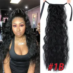 Extensiones de cola de caballo para mujer africana, cabello sintético, liso y rizado