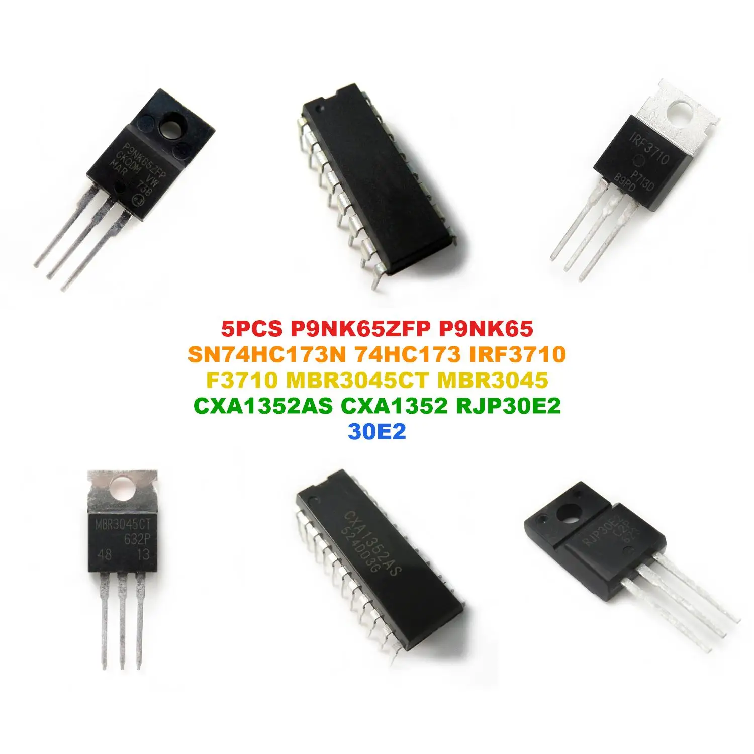 P9NK65ZFP P9NK65 SN74HC173N 74HC173 IRF3710 F3710 MBR3045CT MBR3045 CXA1352AS CXA1352 RJP30E2 30E2