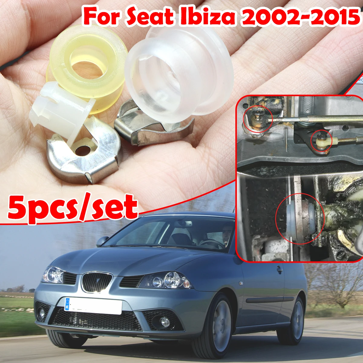 

5pcs/set For Seat Ibiza Gear Shift Lever Cable Bushing Gearbox Selector End Linkage Rubber Sleeve Repair Kit 2002 2003 - 2015