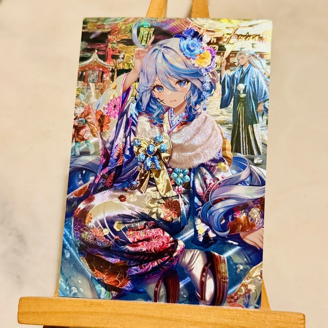 3 قطعة/المجموعة Diy بها بنفسك الذاتي Genshin تأثير Yoimiya جمع بطاقة اللون فلاش الساخن ختم Furina أنيمي بطاقات دمى هدايا