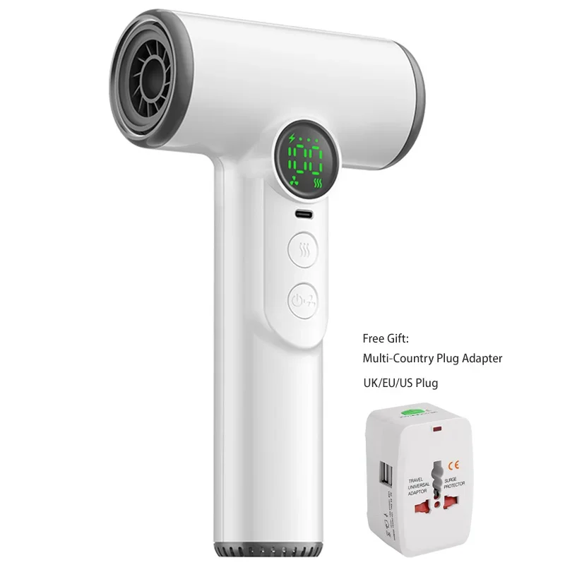 

Беспроводной фен, фен на батарейках, фен с регулируемой температурой воздуха (горячий/холодный), портативный перезаряжаемый фен с зарядкой Type-C