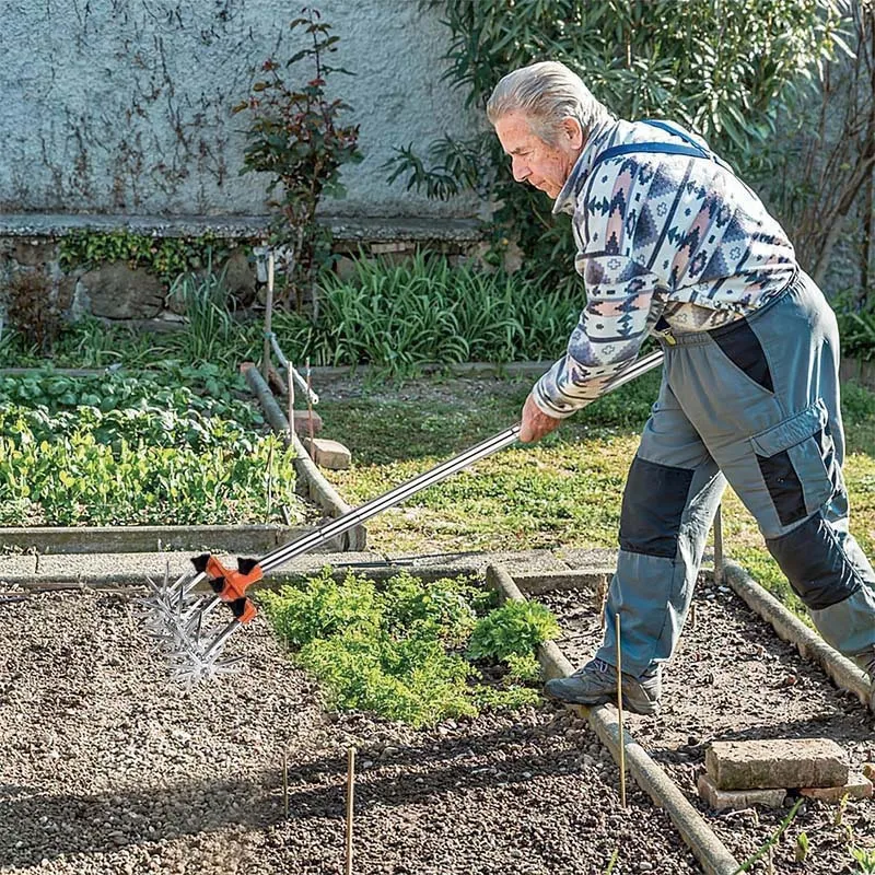 Stainless Steel Garden Claw Aerator Manual Twist Tiller For Loosening Soil Adjustable Rotating Hand Cultivator