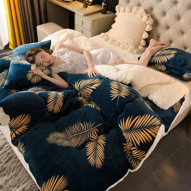 Winter Bedding Thick Quilt Blanket Thickened Warm Flannel Fleece Comforter for Cold Nights Set Bed Duvets Quilts the Blankets 6