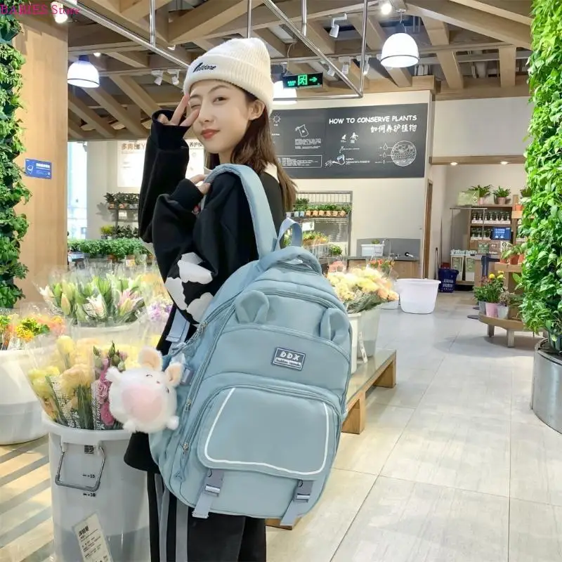 

C9GB Fashionable and Functional School Bag Nylon Backpack Large Capacity Aesthetic Rucksack for School and Casual Outdoor