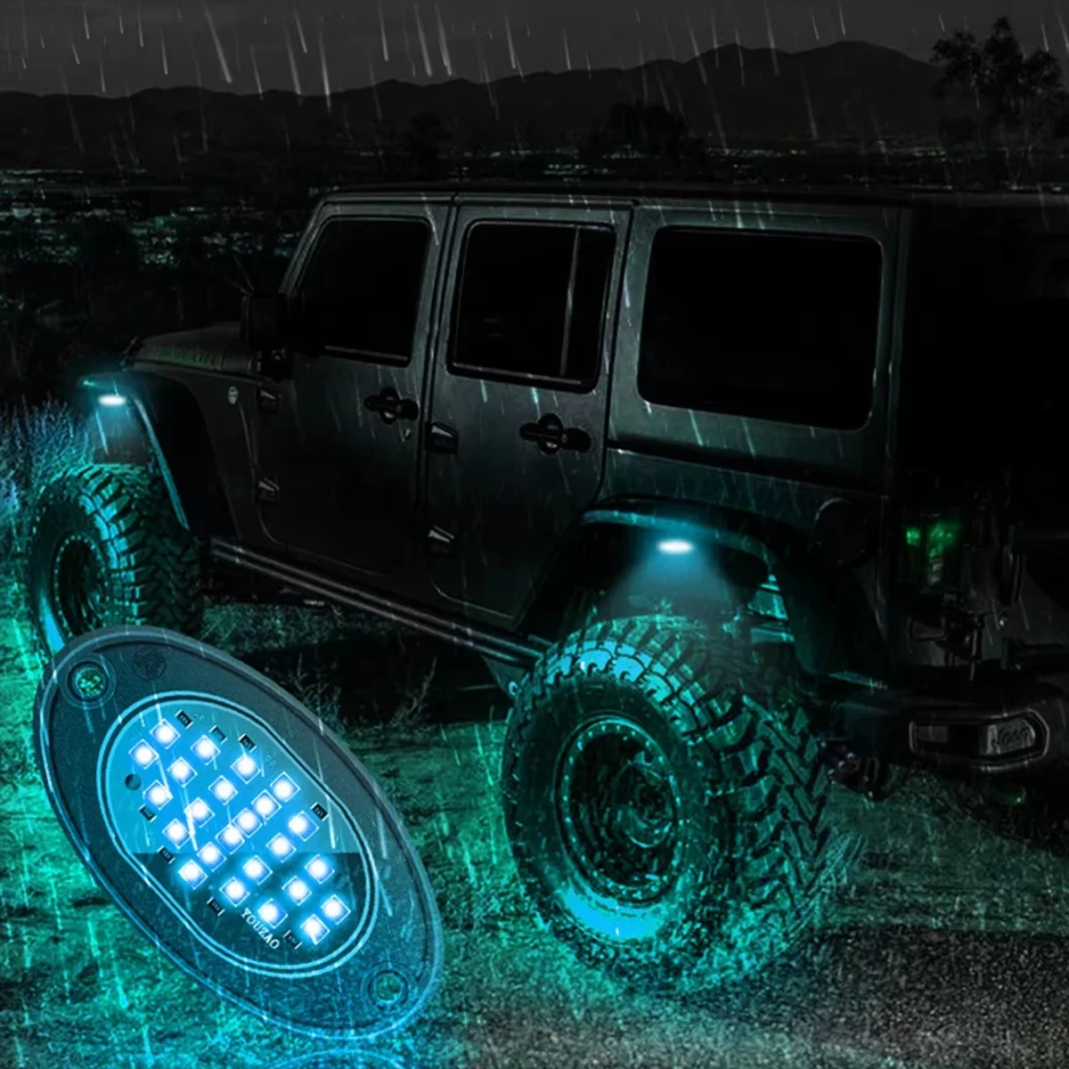 4PCS Car Chassis Light 12V LED Rock Lights 24 High Brightness Ambient Lighting For Polaris Yamaha Can-Am UTV ATV Off Road Jeep