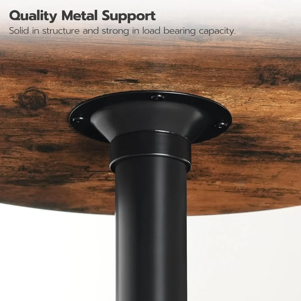 Round Bar Table, 35" Tall Pub Table, Cocktail Table with Base, Stable Counter Table with Non-Slip Base for Narrow Space, Bar He