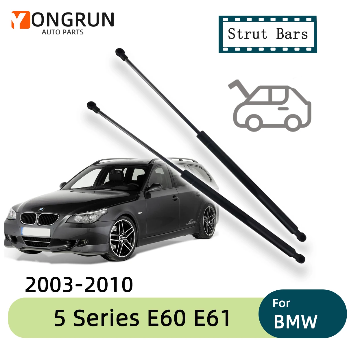 

Опорная планка стойки для BMW 5 серии E60 E61 2003-2010 OE 51237008745 Поддержка подъема переднего капота Газовые пружины Тяга капота