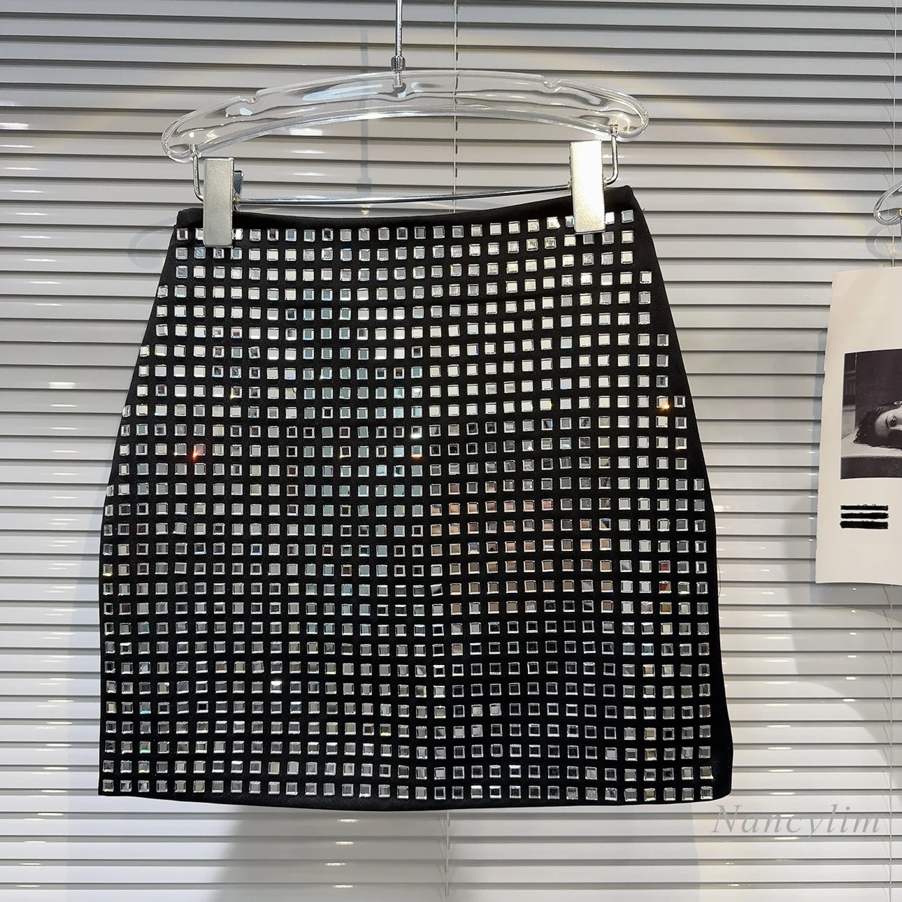 2024 Summer New Catwalk Socialite Heavy Industry Large Square Hot Rhinestone Hot Girl Hip Skirt for Women Y2K Skirts