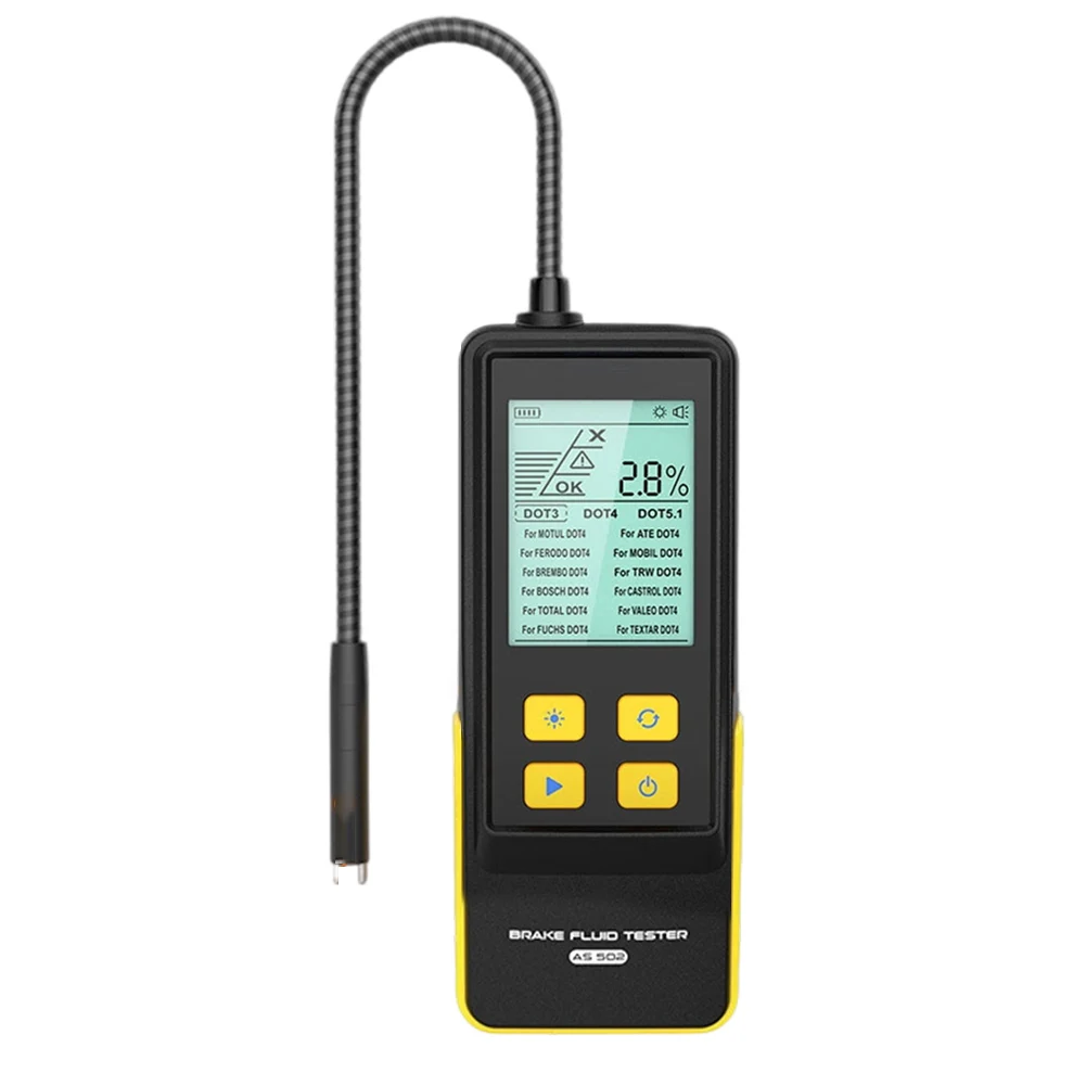 AS502 Brake Fluid Analyzer with 2.8 Inch Backlit Display and Clear OK Exclamation Mark X Indicators for Moisture Status
