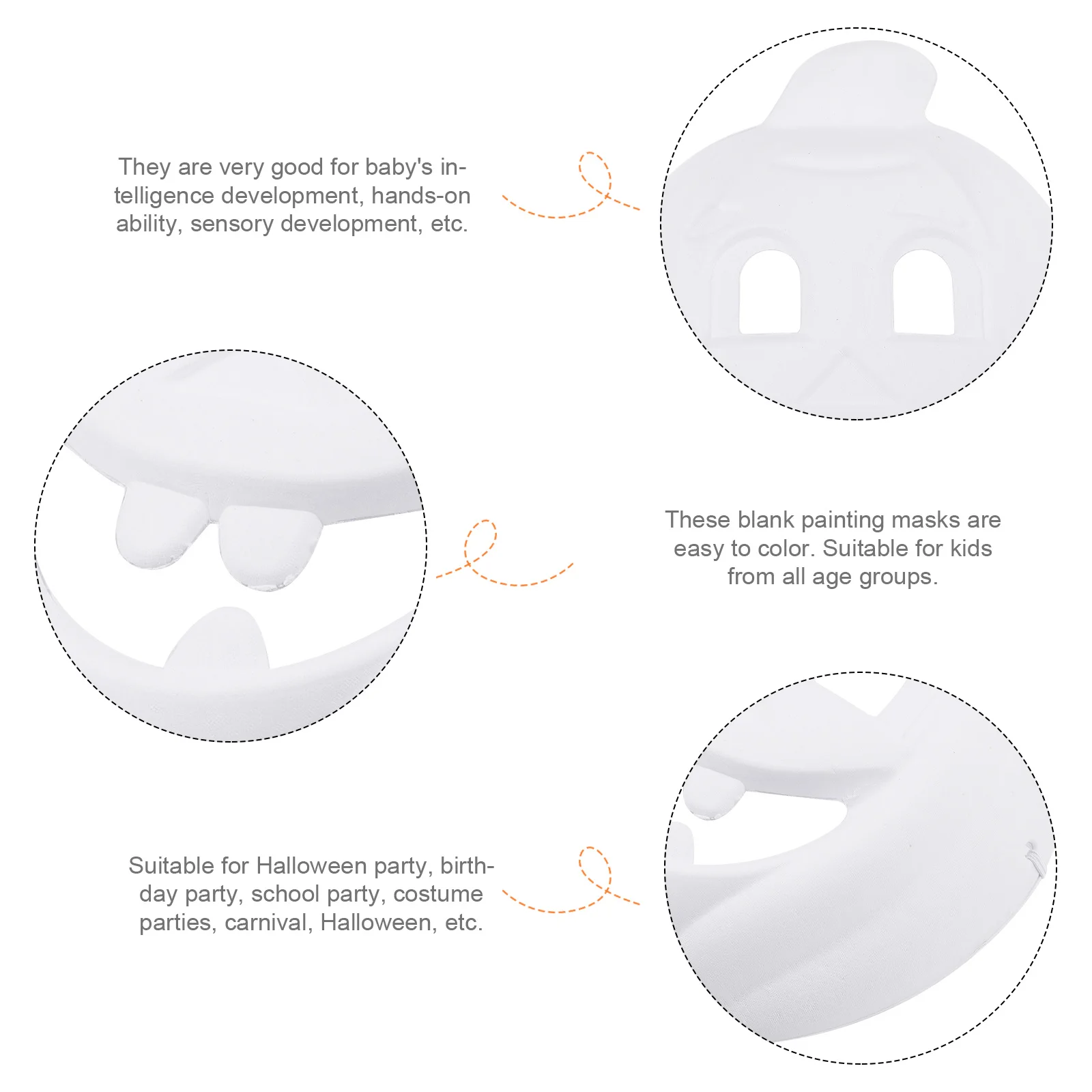 4 szt. Maseczek Pustych w Kształcie Dyni dla Dzieci do Samodzielnego Malowania, Rękodzieła, Upominków na Halloween, Maskarady, Puste Maseczki do Dekoracji