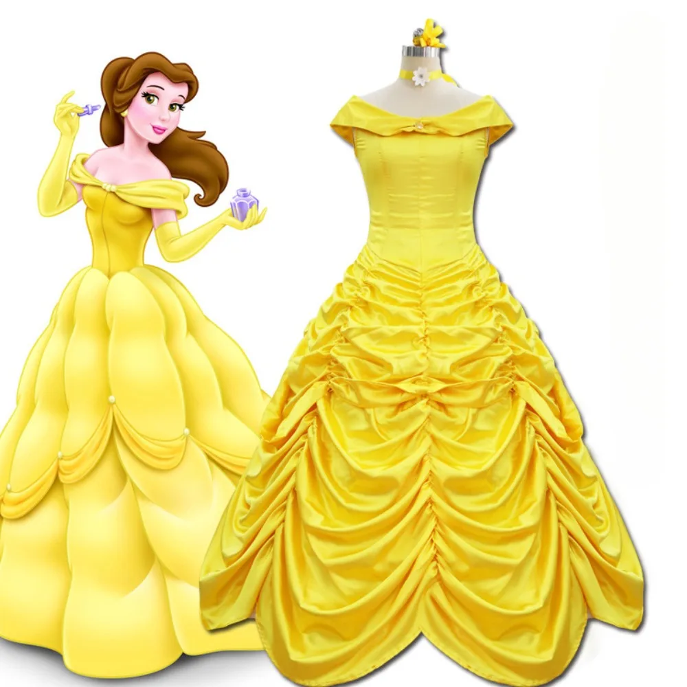 Grimm\'s Fairy Tales Beauty and The Beast COS Belle Princess Dress Stage Costume Full Set of Cos Costumes