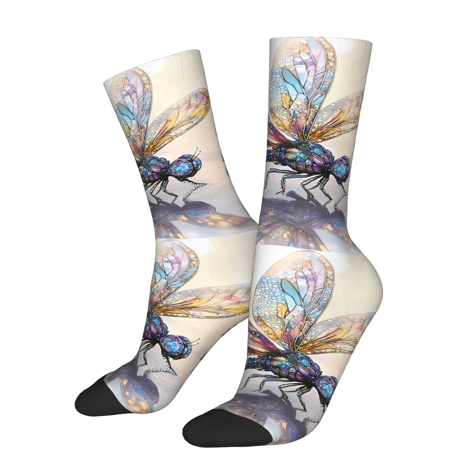 

Diamond Dragonfly Sock Printed Man Polyester Fashion Popular
