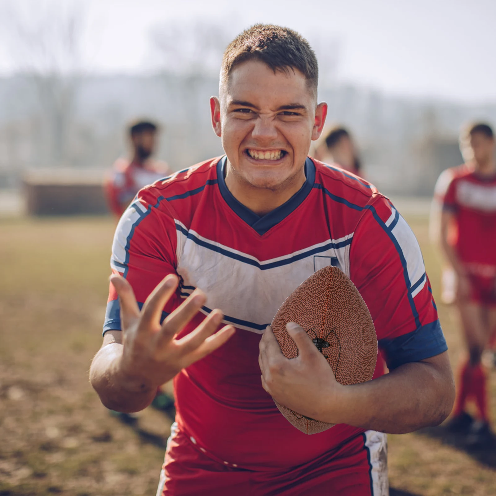 

Professional Rugby Ball PU Elastic Workmanship Training Tool Athlete Exercising Skill Accessory Teen Adults Stadium Home School