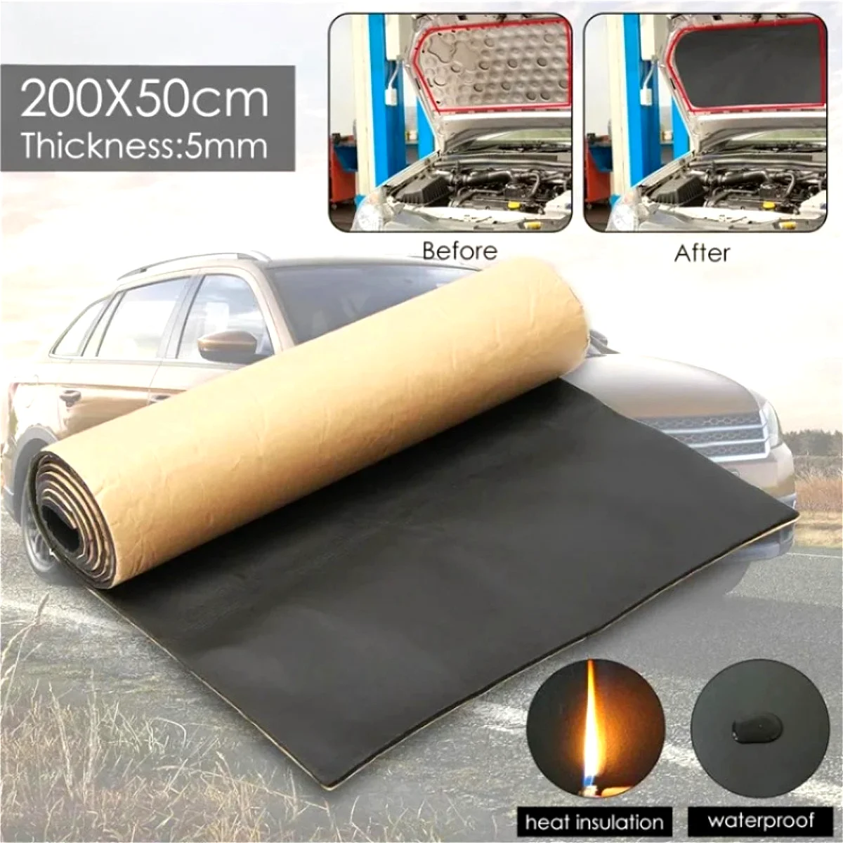 Car Sound Proofing Deadening Mat Heat Closed Cell Foam Anti-noise Auto Hood Roof Thermal Shield Sound Proofing Car Accessory