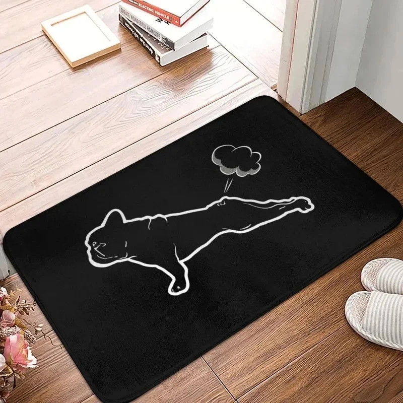 VIKAMA Funny French Bulldog Line Print Non-slip Doormat Creative Humorous Pattern Household Entrance Water Absorbent Decor Rug