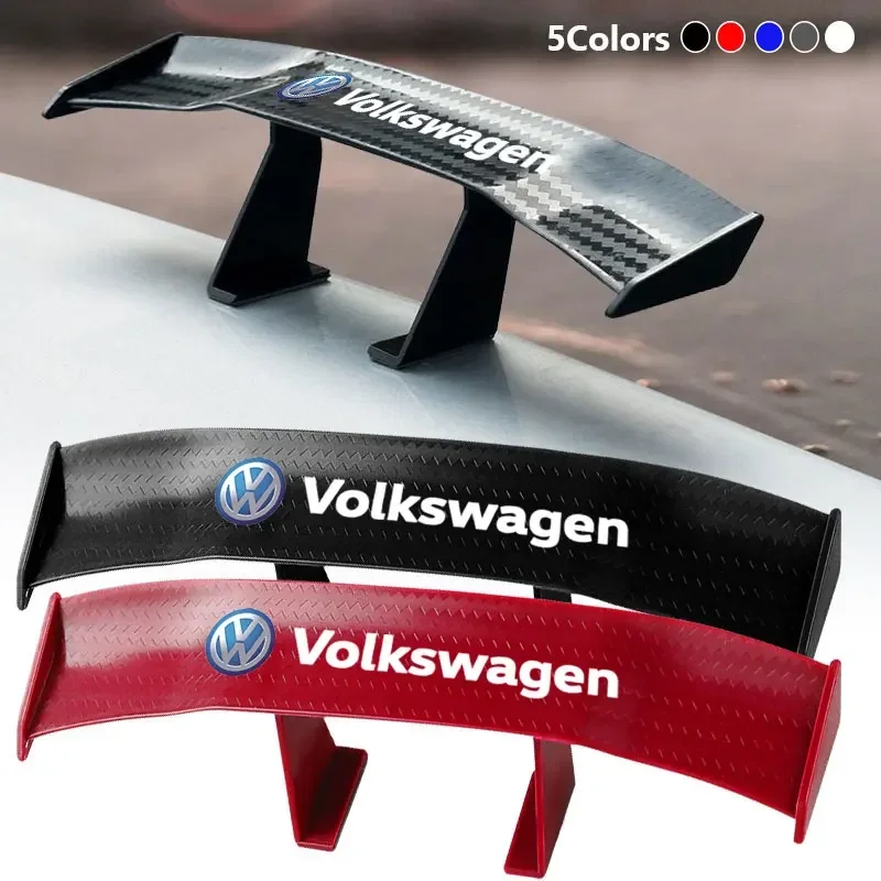 Car mini spoiler Tail Wing Carbon Fiber Look Tail Wings Model Decoration For Volkswagen VW GTI Rline Golf Amarok Phaeton Tiguan