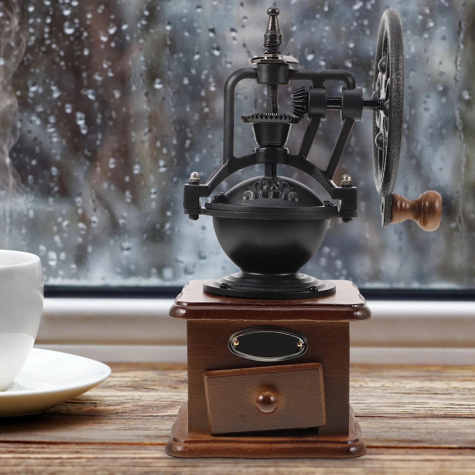 

Vintage Manual Coffee Bean Grinders Handheld Small Compact Iron Wood Material Easy Clean for Travel Office Use