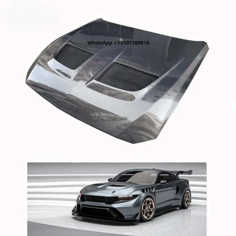 

2024+ for Mustang Hood Bonnet Real Carbon Fiber Bonnet Engine Hood