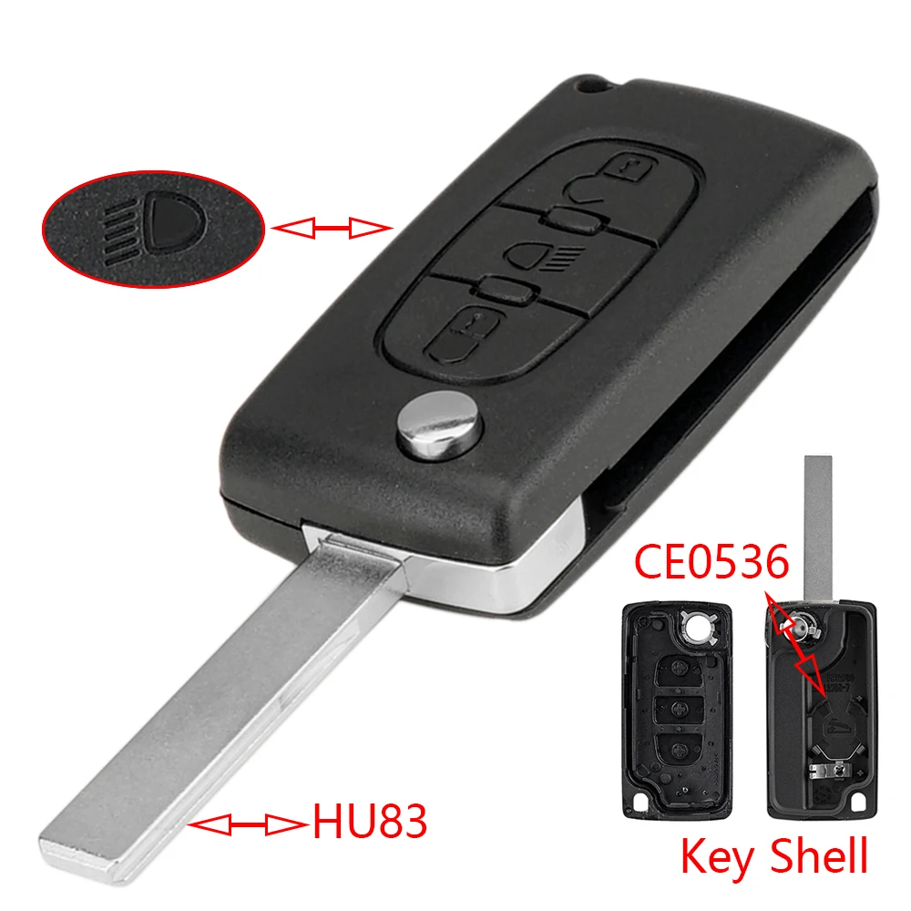 

Откидной автомобильный брелок с дистанционным управлением, 3 кнопки и подсветкой для Citroen C4 Grand Picasso 2010 2011 2012 2013 CE0536 HU83