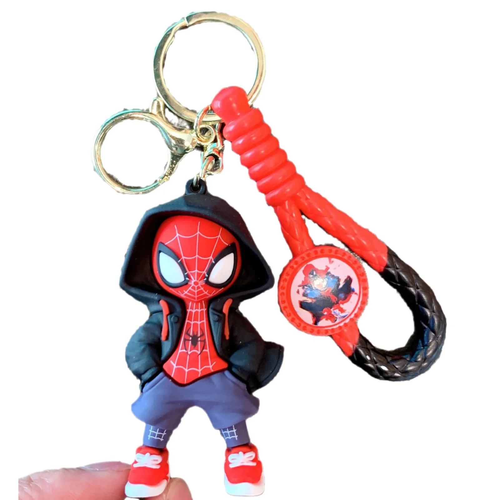 Cute Cartoon Spiderman Silicone Keychains Marvel Superhero Pendant Keyrings Jewelry Disney Keyholder for Bag Accessories