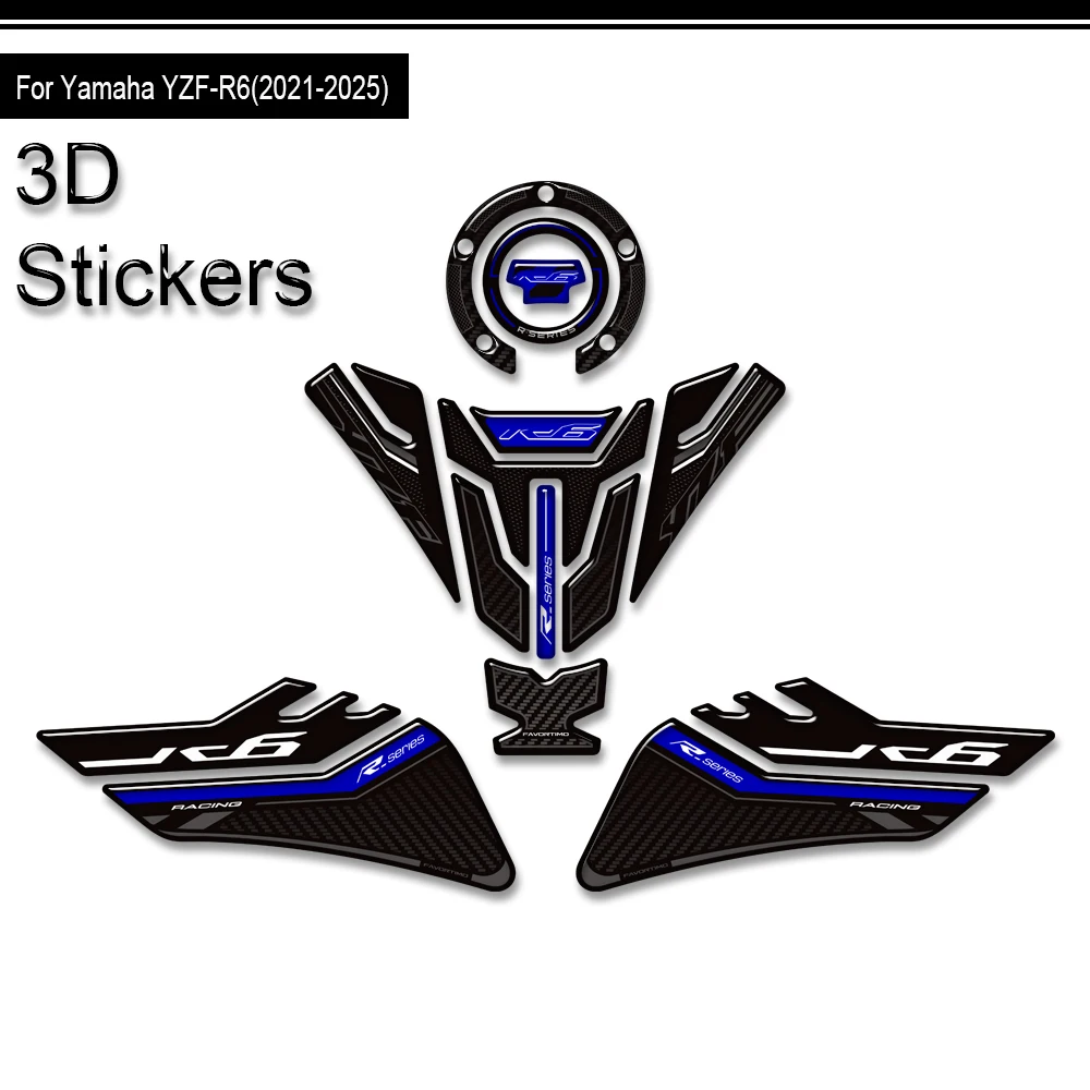 دراجة نارية لياماها YZF-R6 YZFR6 YZF R6 خزان الوسادة غطاء القبضات الغاز زيت الوقود عدة الركبة هدية الحاجز يغطي حماية ملصق #6