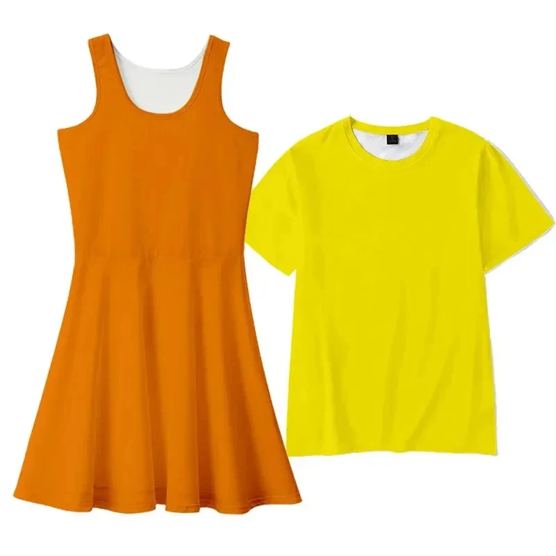 

New Halloween Cosplay Costume Robot Doll Star Yellow 123 Wooden Man Girl Dress Suit Kids Clothing Round Six Costumes Gils 2026★
