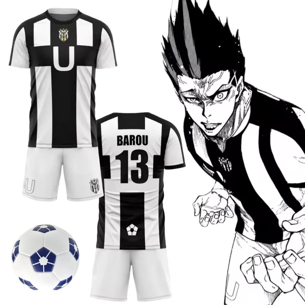 أنيمي الأزرق قفل 3D الطباعة كرة القدم الموحدة # 13 مجموعة بارو التنكرية يوبرز لكرة القدم جيرسي # 23 أزياء أيكو التأثيرية # 2 قميص لورينزو
