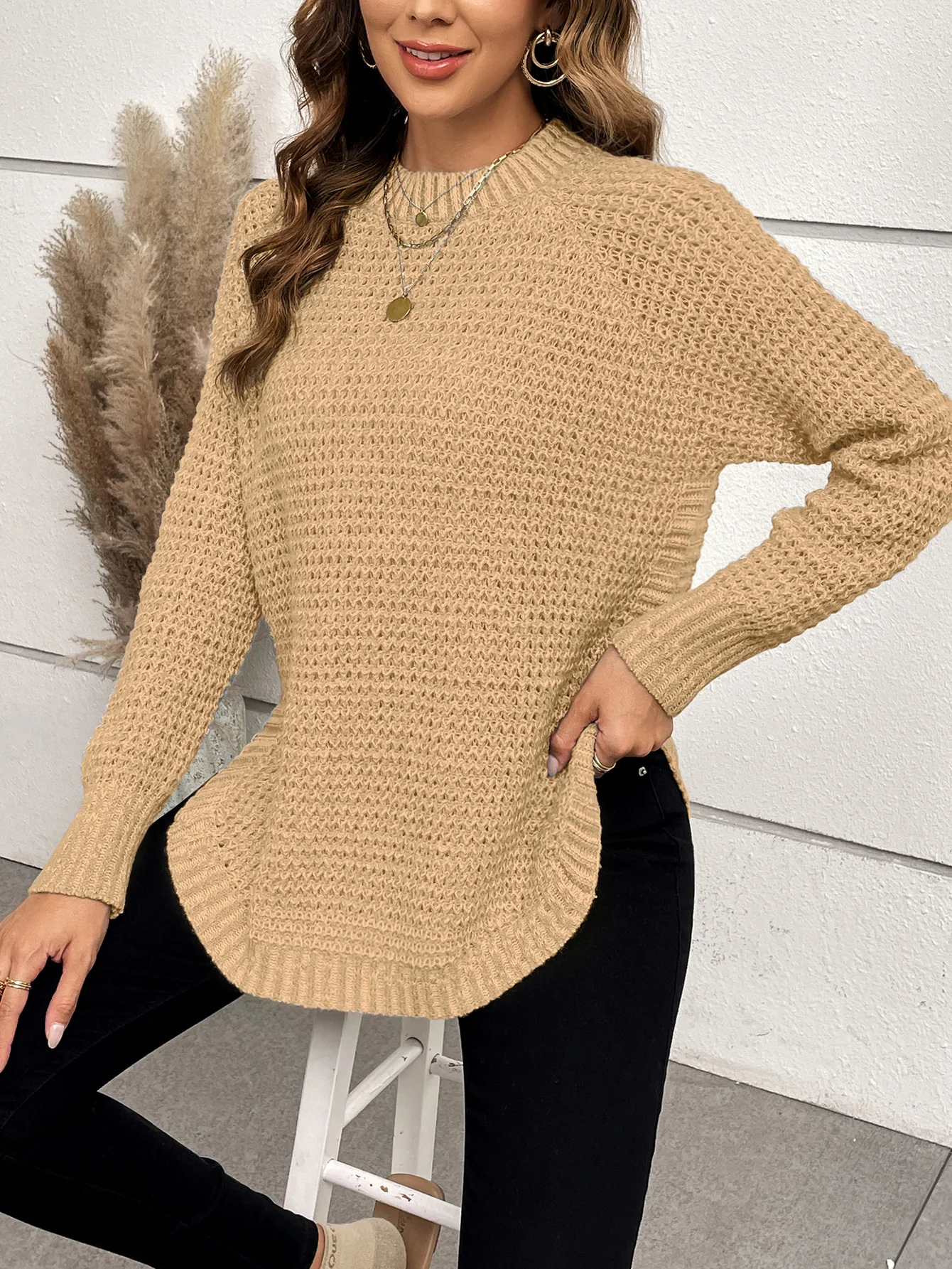 Womens Sweaters Trendy Balloon Sleeve Slouchy Knit Pullover Jumper,sueteres para mujeres