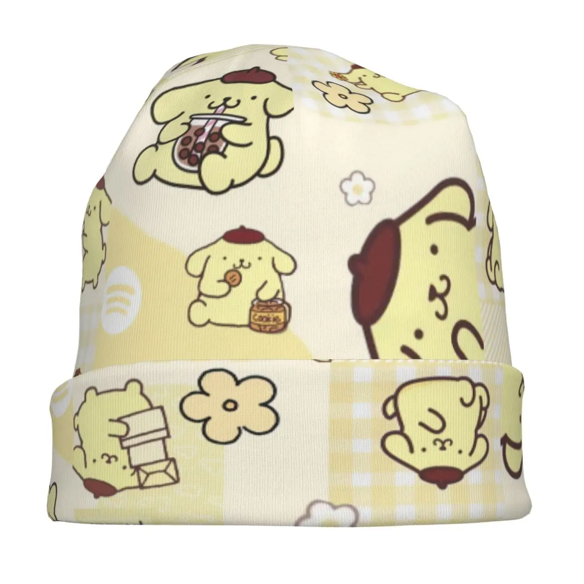ポムポムプリン ボンネット帽子 ヴィンテージ ストリート スカルキャップ ビーニー帽子 かわいい漫画柄 メンズ レディース 春用 ヘッドラップ キャップ