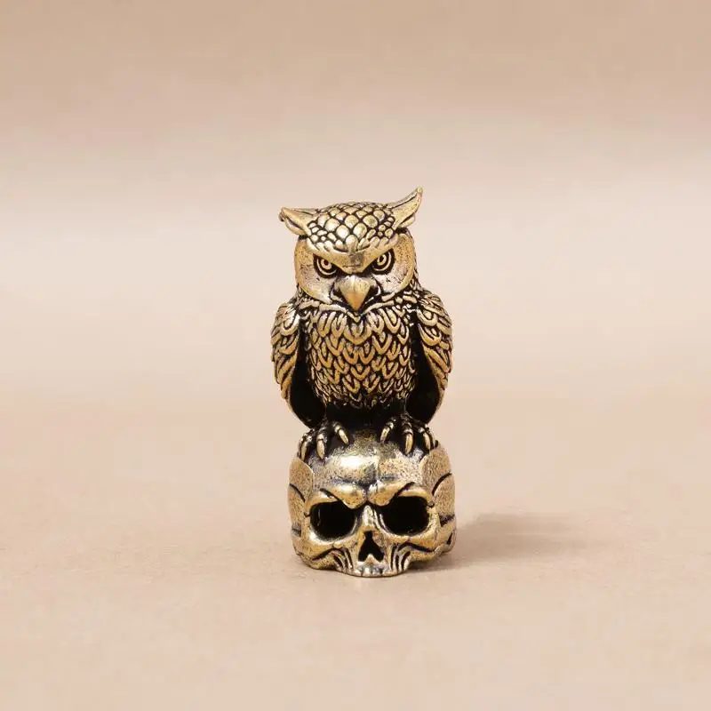 Owl Brass Ornament Handmade Creative Small Craft Unique Gift For Home Desk Boho Luxury Home Decor Figurine