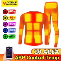 Electric Heated Fleece Lined Thermal Tops Pants Heated Underwear Smart Phone APP Control Temperature Motorcycle Jacket Suit