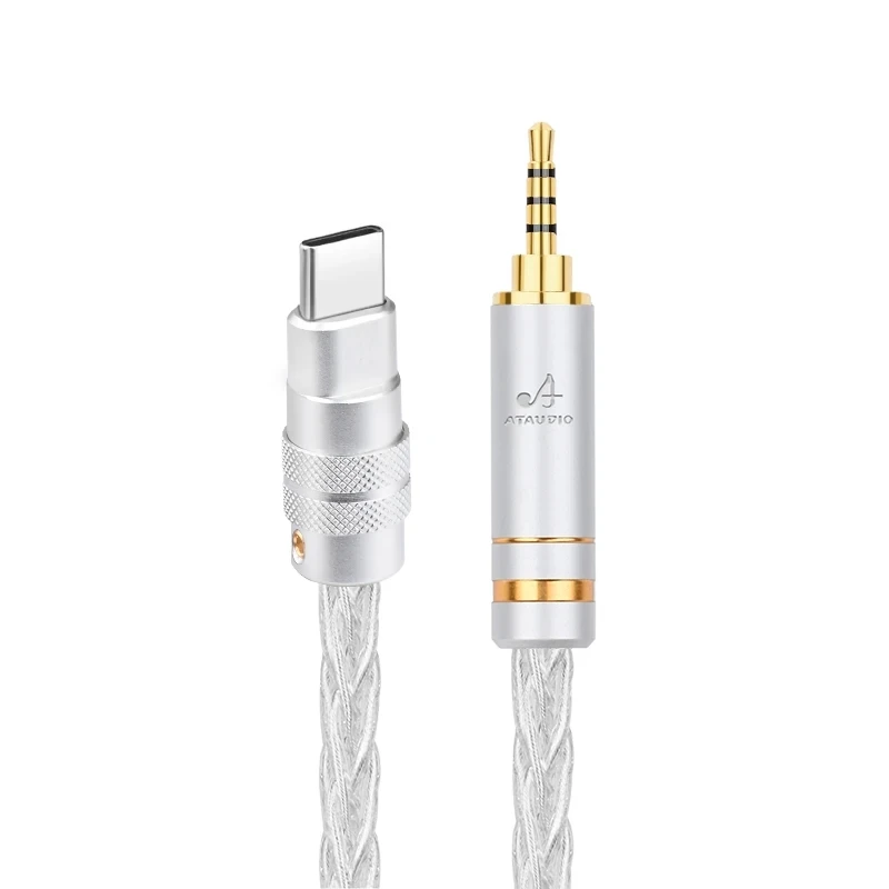 ATAUDIO HIFI reinem silber Typ-C Zu 2,5mm 3,5mm 4,4mm Audio Kabel Stecker-stecker 3,5mm AUX Audio Kabel Für Hirse 6 Und Auto Audio Kabel 5