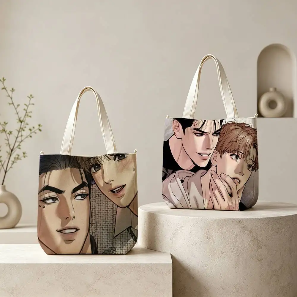 Bl Manhwa Jinx Joo Jaekyung Kim Dan Tote Bag for Women Reusable Shopping Tote Bag Zippered Shoulder Bags Print