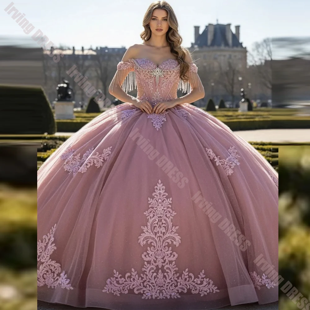 Lace Applique Quinceanera Dresses Customized Sweetheart Neck Beading Sleeveless Tulle Ball Gown Party Birthday for Sweet 15 Gown