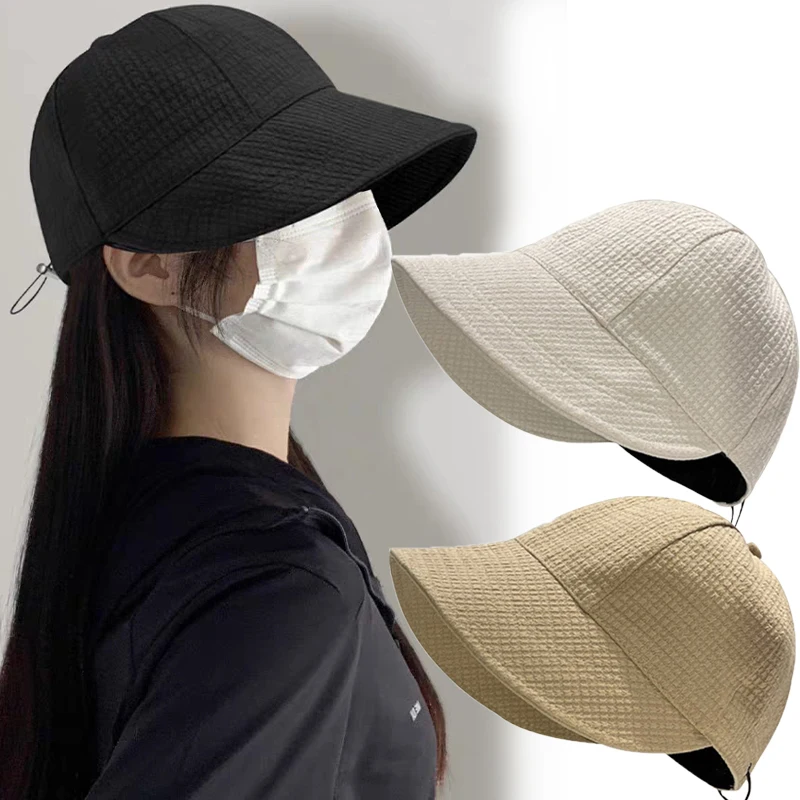 Foldable Wide Brim Hat Women Adjustable Portable Outdoor Beach Bucket Hat Summer Sun Protection Visors Fisherman Cap Panama Caps