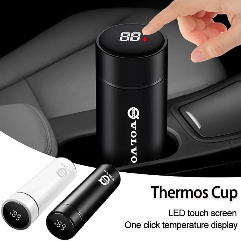 Car Logo Thermos Leakproof Cup Portable Bottle Auto Accessorie For Volvo Rdesign V60 V40 XC90 S60 C30 XC60 V50 V70 S90 AWD XC40