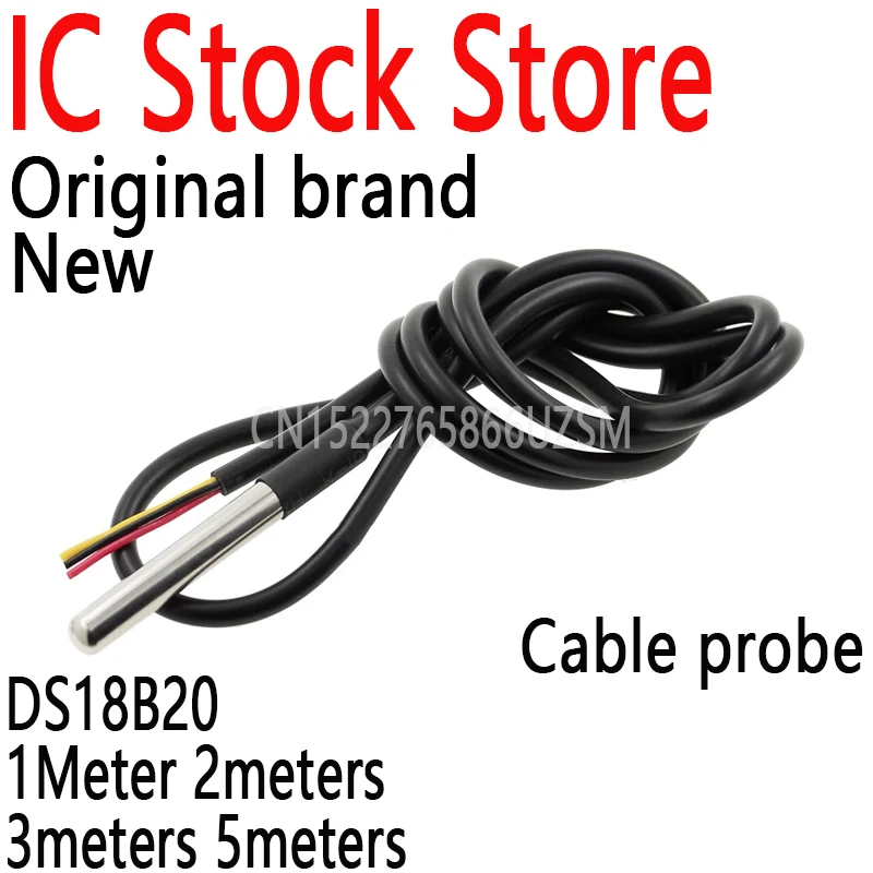 1PCS Stainless Steel Package Waterproof 18b20 Cable Probe Temperature Sensor DS18B20 1Meter 2meters 3meters 5meters