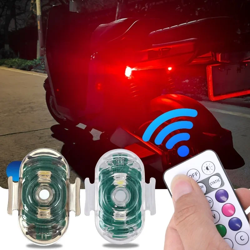 Wireless Remote Control Strobe Lights USB Charging Transparent Shell Magic Tape Fixation Car Motorcycle Flashing Warning Light