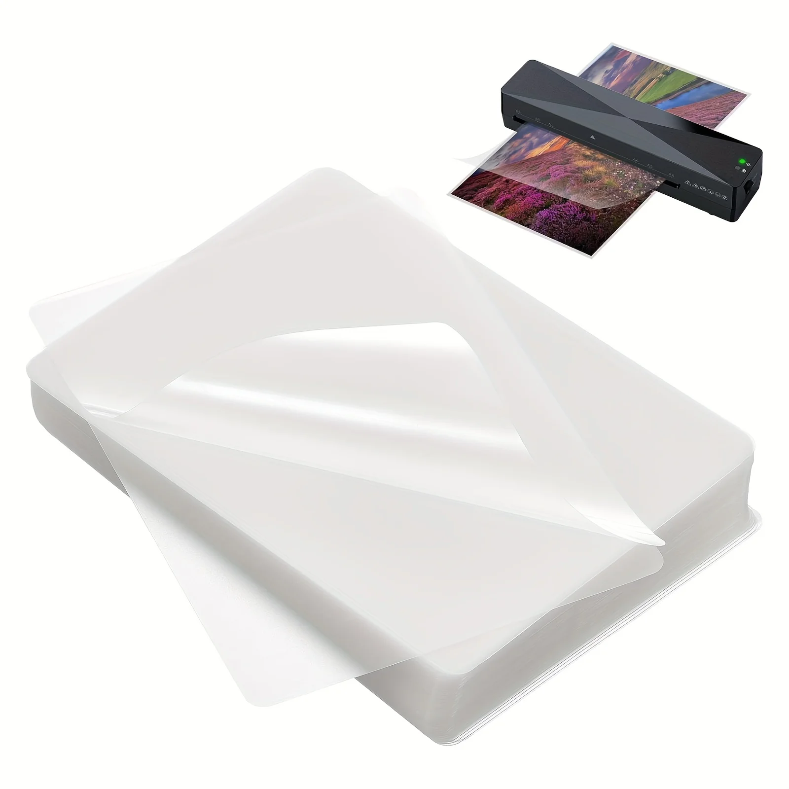 Pacote com 100 Folhas de Laminação Térmica A4/6in/5in/3in, 50 Mic, Transparentes, com Cantos Arredondados, Compatíveis com Todas as Laminadoras Térmicas