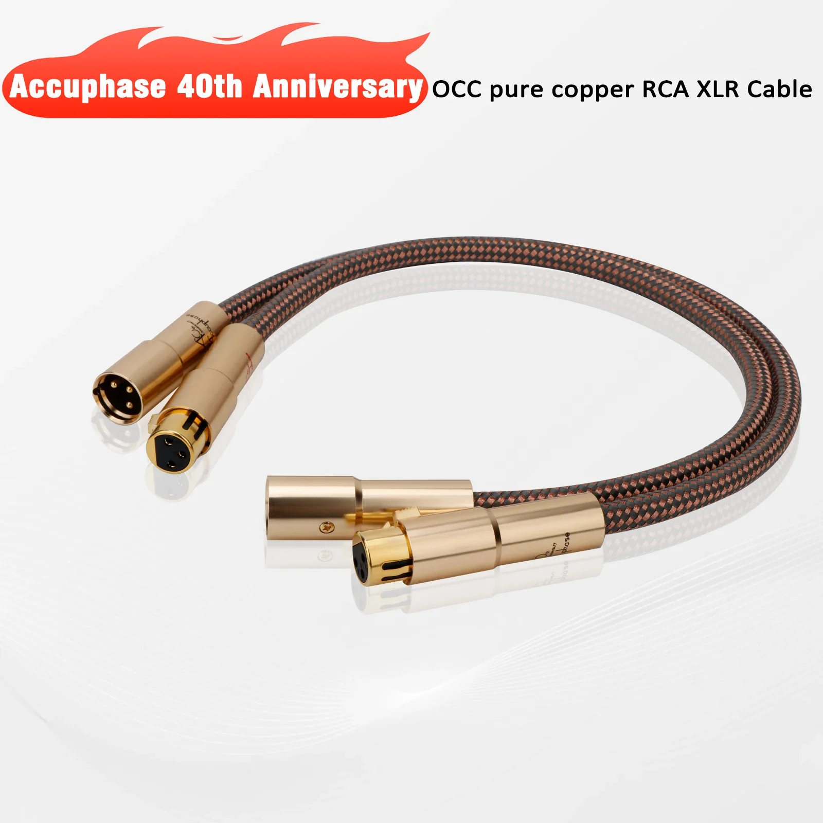 Accuphase 40th Anniversary Edition OCC RCA Interconnect Cable - High-Purity OFC Copper Core, Double Shielded, XLR to Microphone/