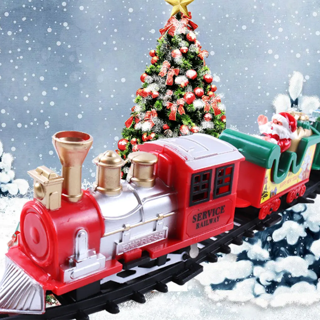 2024 New Christmas Realistic Electric Train Set Easy To Ass-emble & Safe For Kids Gift & Party Home Xmas Tree Decoration