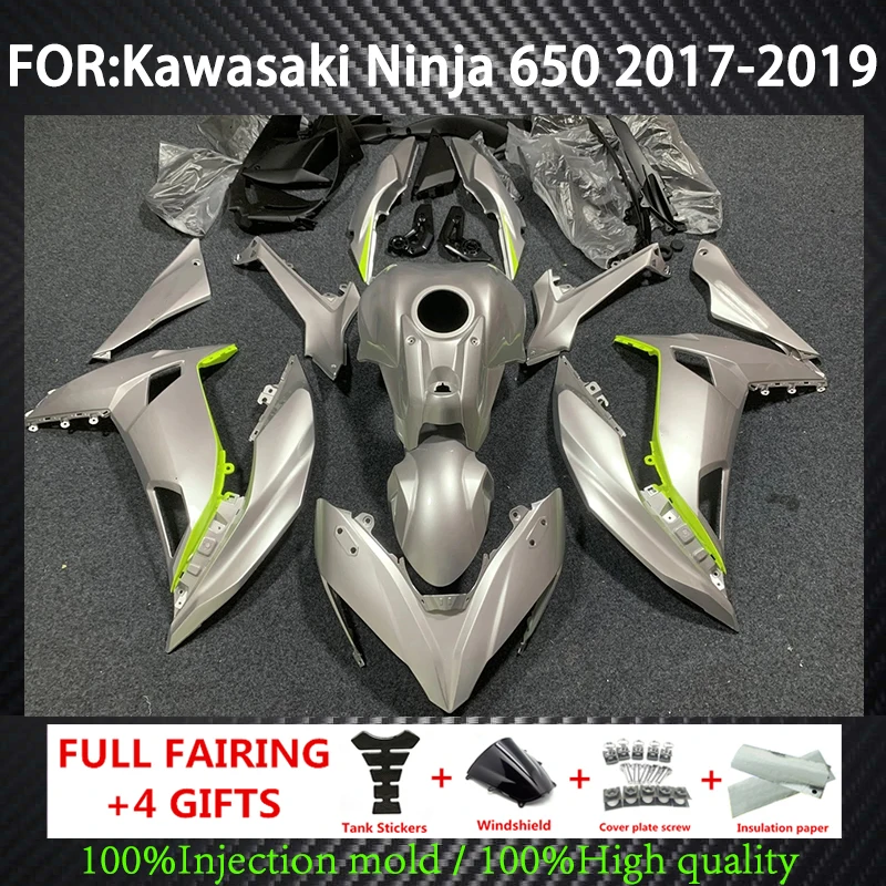 

Fit For Kawasaki Ninja 650 2017 - 2019 2018 EX650 ER-6F ER6F Motorcycle ABS Fairing Bodywork Kit Panel Set Silvery yellow