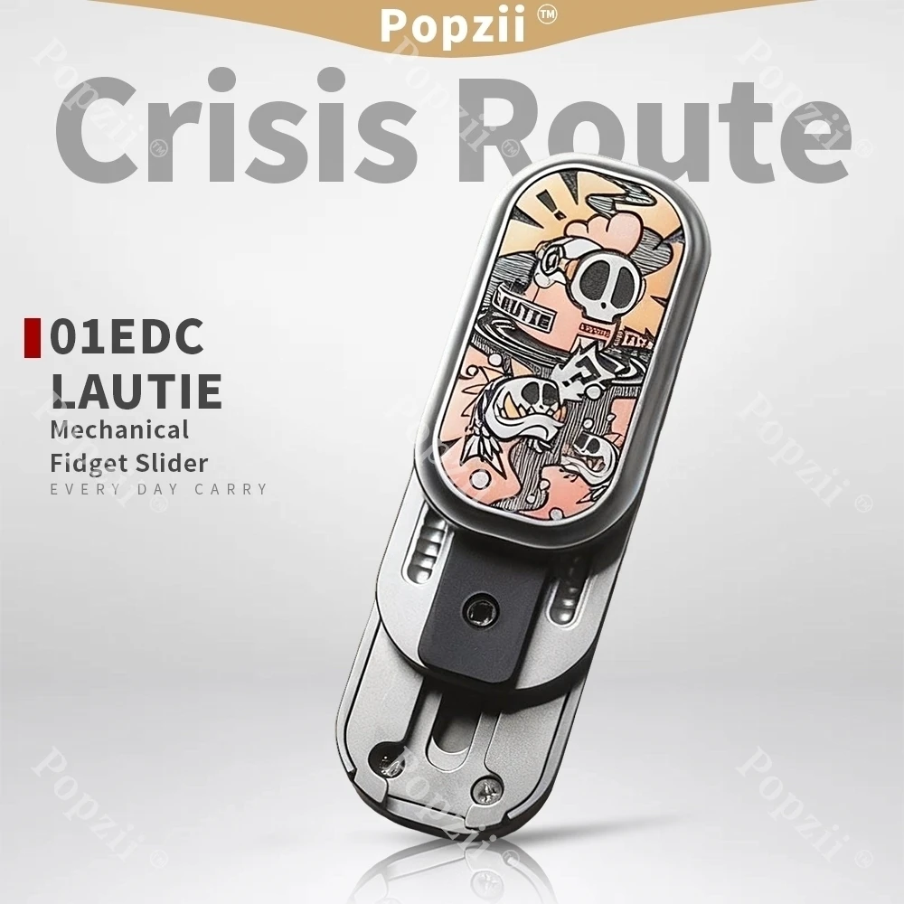 01EDC & LAUTIE Crisis Route Mechaniczny Przesuwny Sluder Zabawka Antystresowa Gadżet Ozdoba Stołu Ze Stali Nierdzewnej Zabawki Redukujące Niepokój