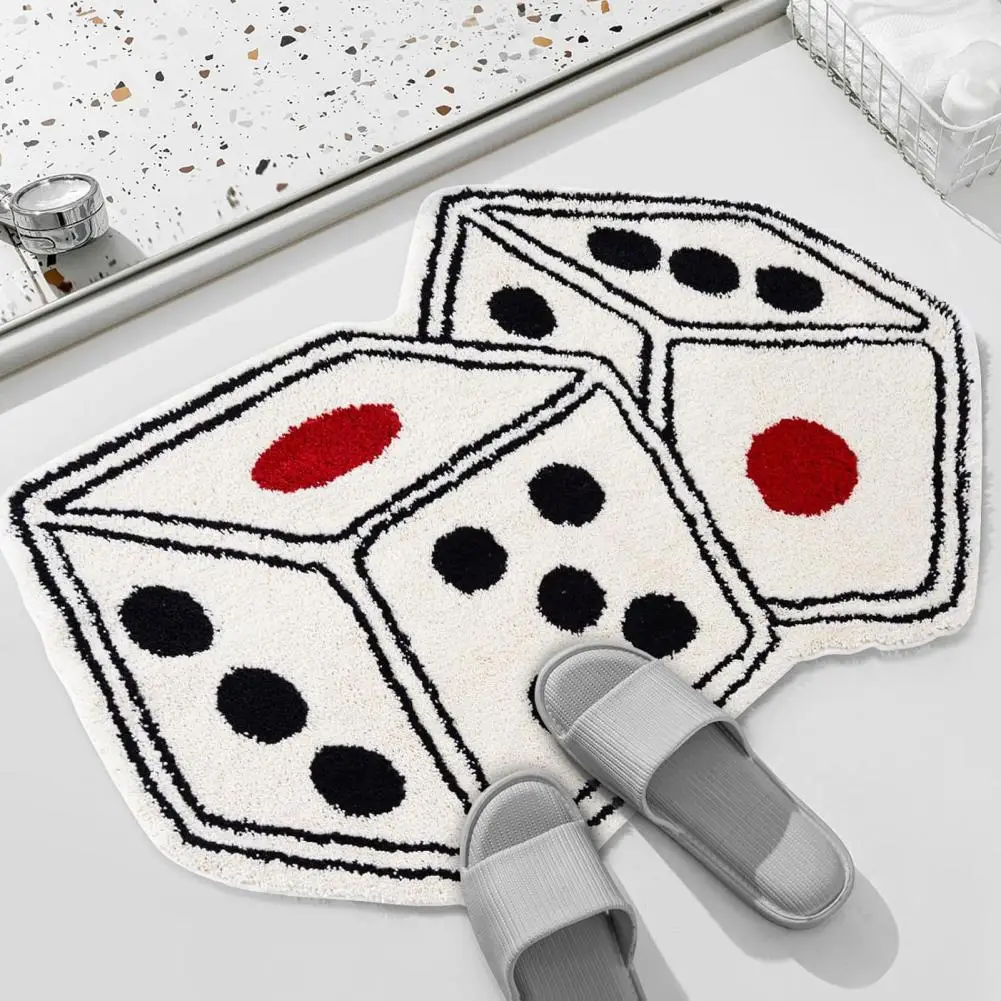 Plush Floor Mat Dice Shaped Floor Mat Dice Pattern Imitation Cashmere Kitchen Rug with Anti-slip Bottom for Sink for Home